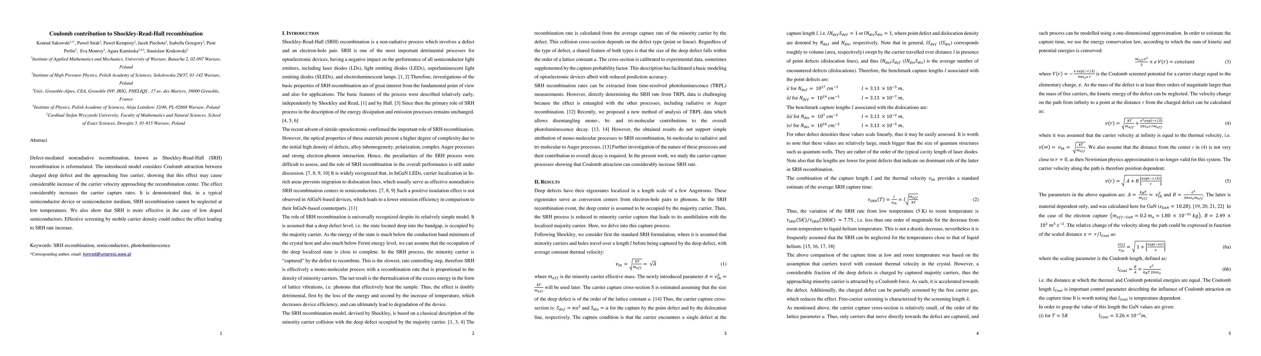 Thumbnail for Coulomb contribution to Shockley-Read-Hall (SRH) recombination