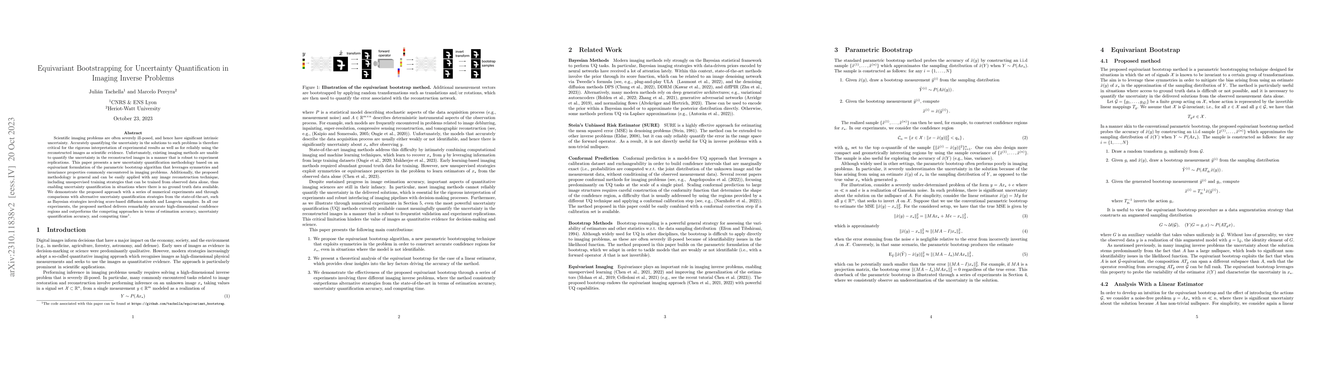 Thumbnail for Equivariant Bootstrapping for Uncertainty Quantification in Imaging
  Inverse Problems