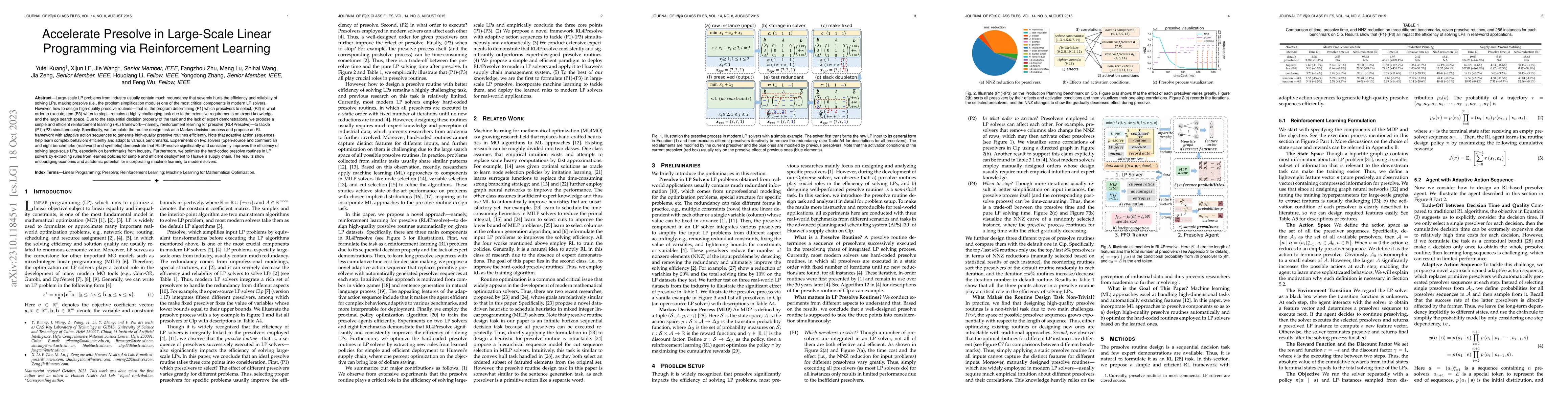 Thumbnail for Accelerate Presolve in Large-Scale Linear Programming via Reinforcement
  Learning