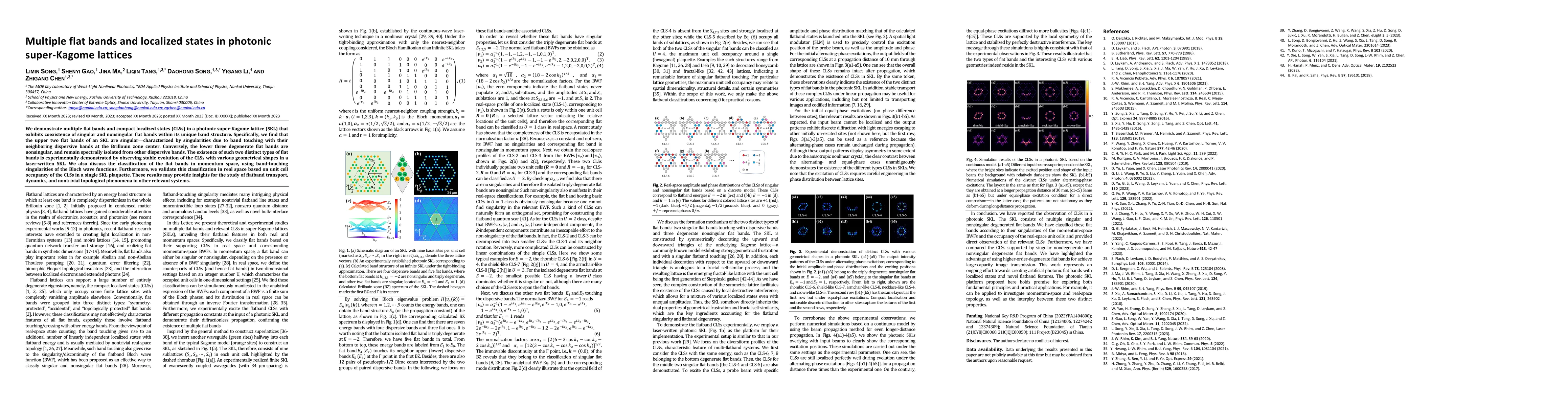 Thumbnail for Multiple flat bands and localized states in photonic super-Kagome
  lattices