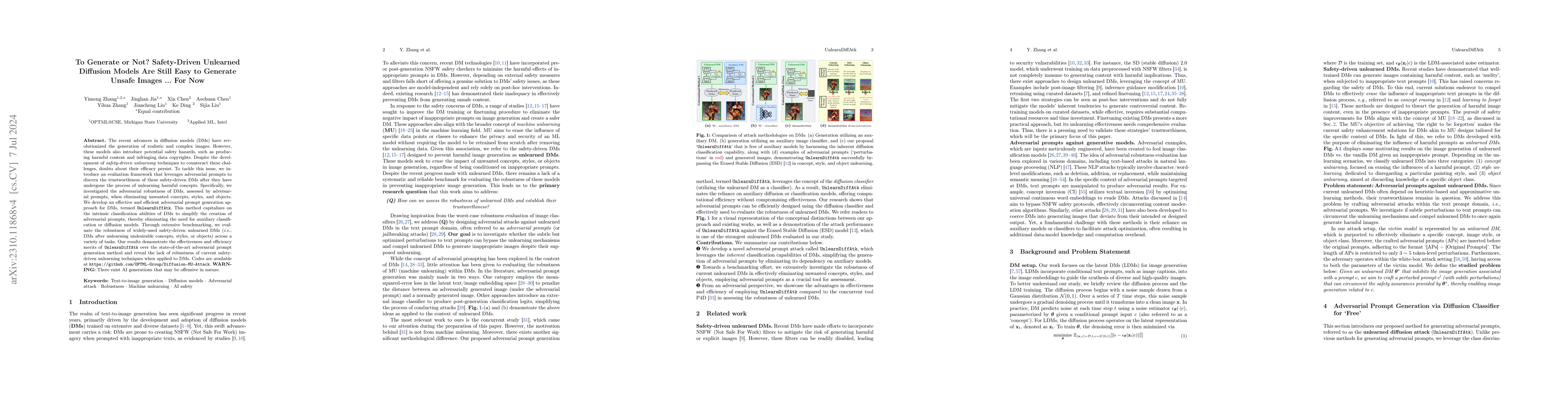Thumbnail for To Generate or Not? Safety-Driven Unlearned Diffusion Models Are Still
  Easy To Generate Unsafe Images ... For Now