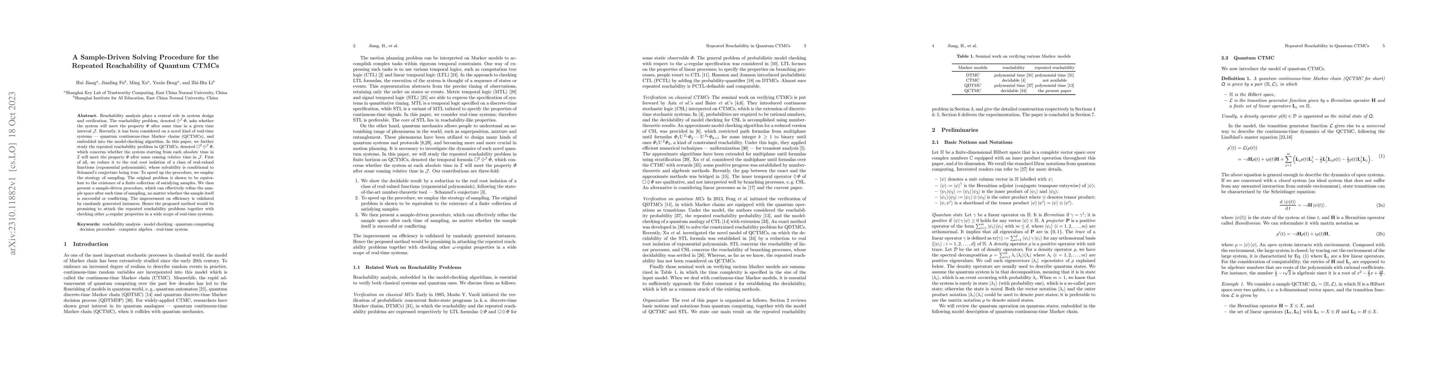 Thumbnail for A Sample-Driven Solving Procedure for the Repeated Reachability of
  Quantum CTMCs