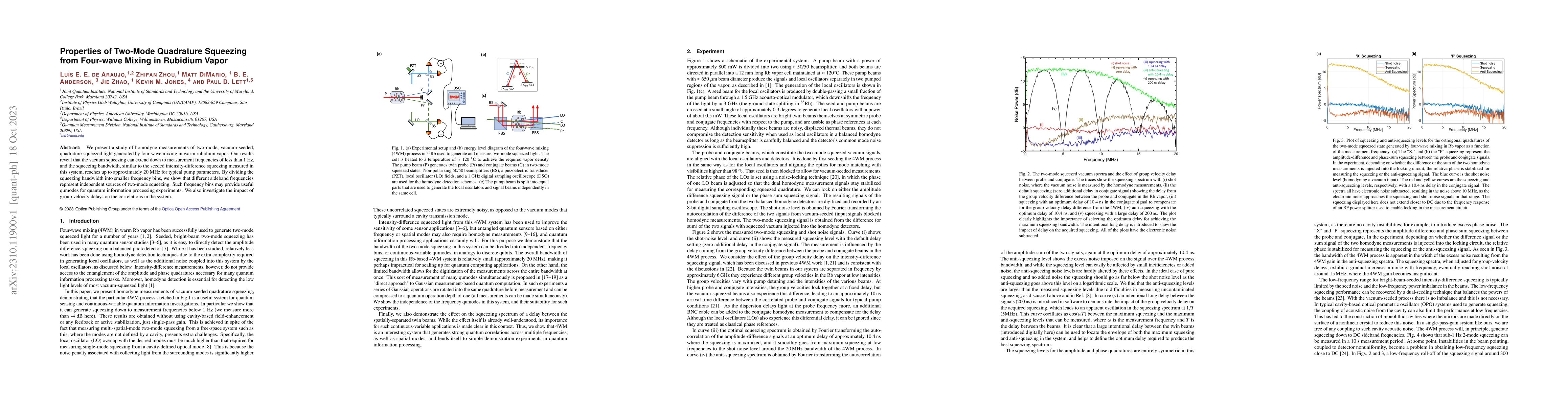 Thumbnail for Properties of Two-Mode Quadrature Squeezing from Four-wave Mixing in
  Rubidium Vapor