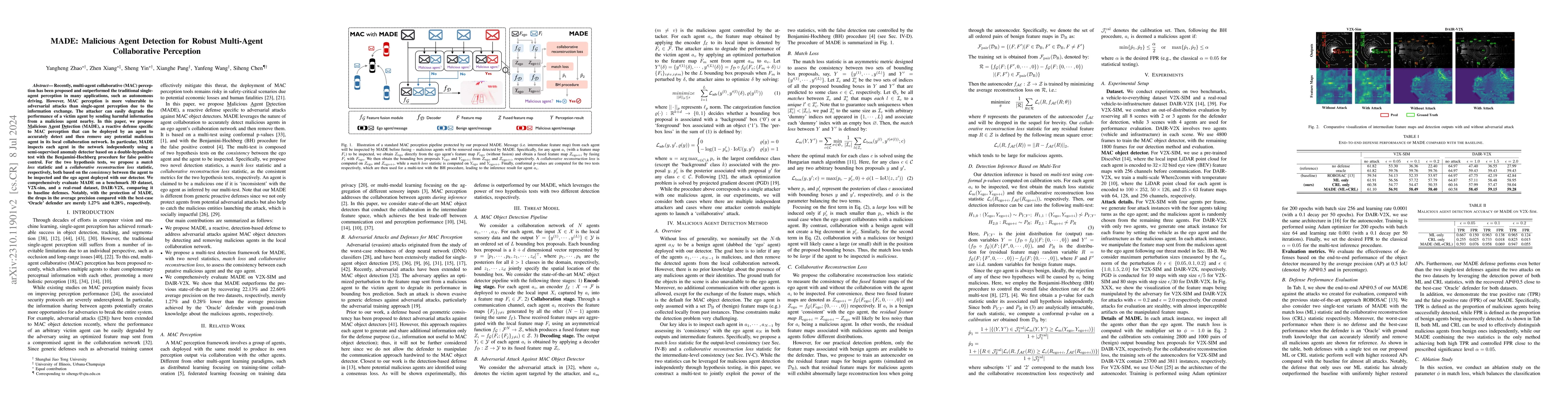 Thumbnail for Malicious Agent Detection for Robust Multi-Agent Collaborative
  Perception