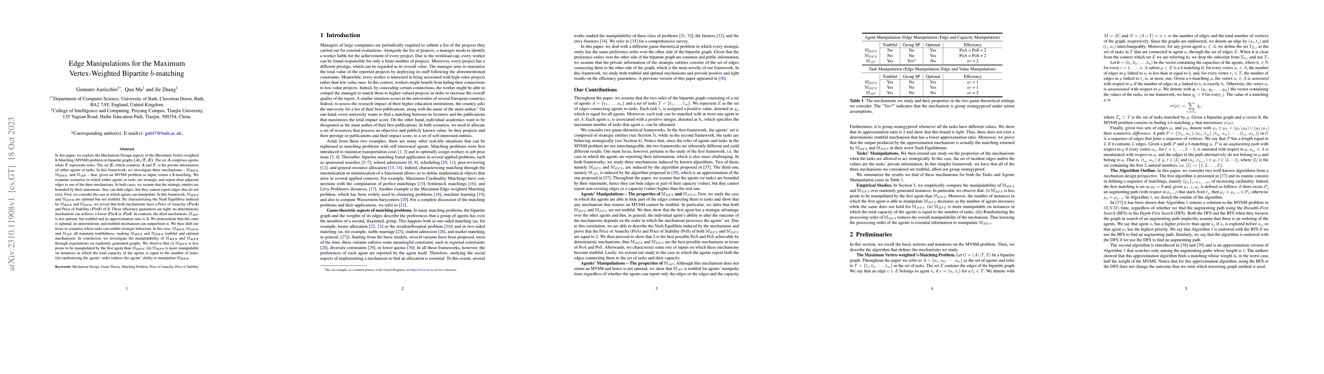 Thumbnail for Edge Manipulations for the Maximum Vertex-Weighted Bipartite b-matching