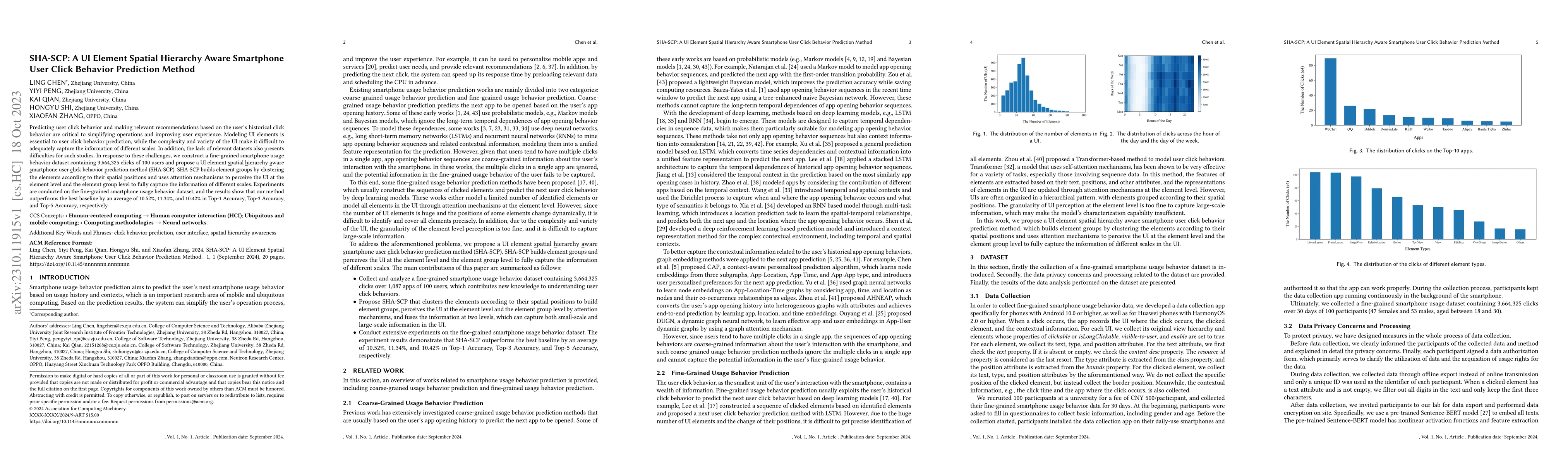 Thumbnail for SHA-SCP: A UI Element Spatial Hierarchy Aware Smartphone User Click
  Behavior Prediction Method