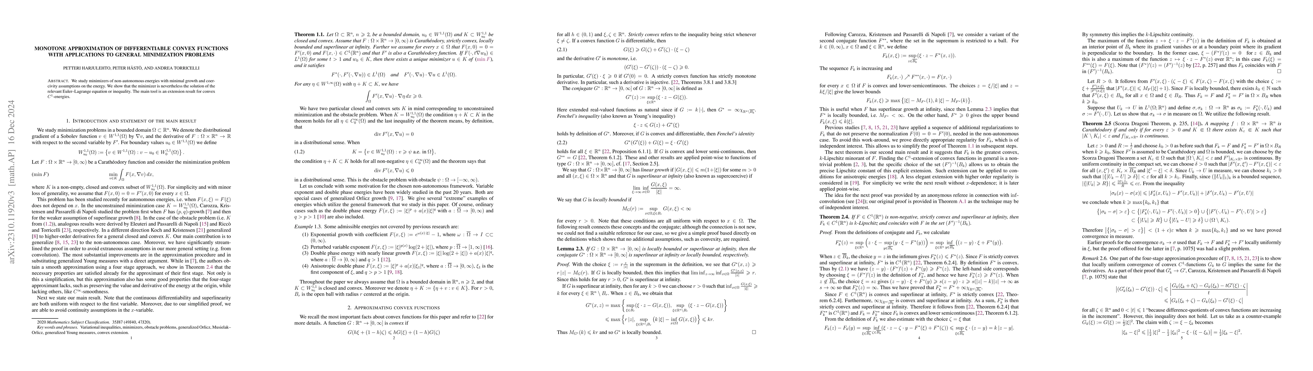 Thumbnail for Monotonic approximation of differentiable convex functions with
  applications to general minimization problems