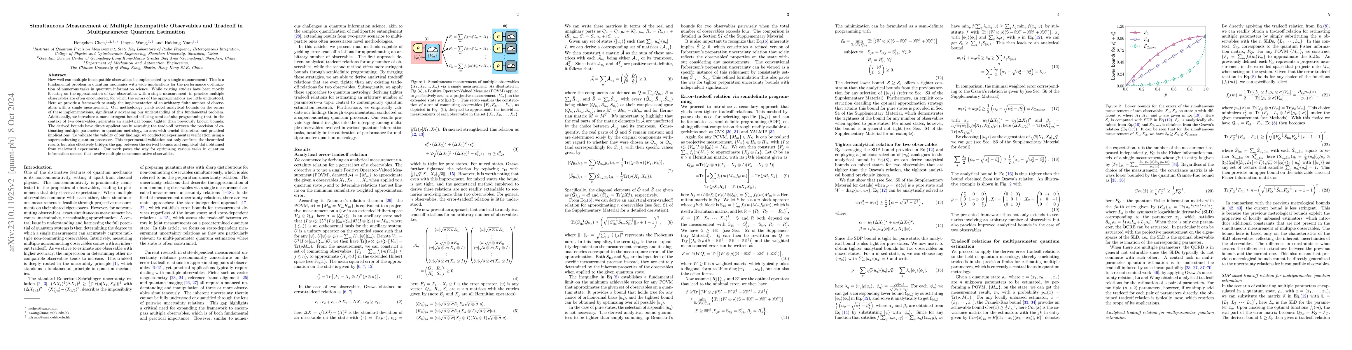 Thumbnail for Tradeoff relations for simultaneous measurement of multiple incompatible
  observables and multi-parameter quantum estimation