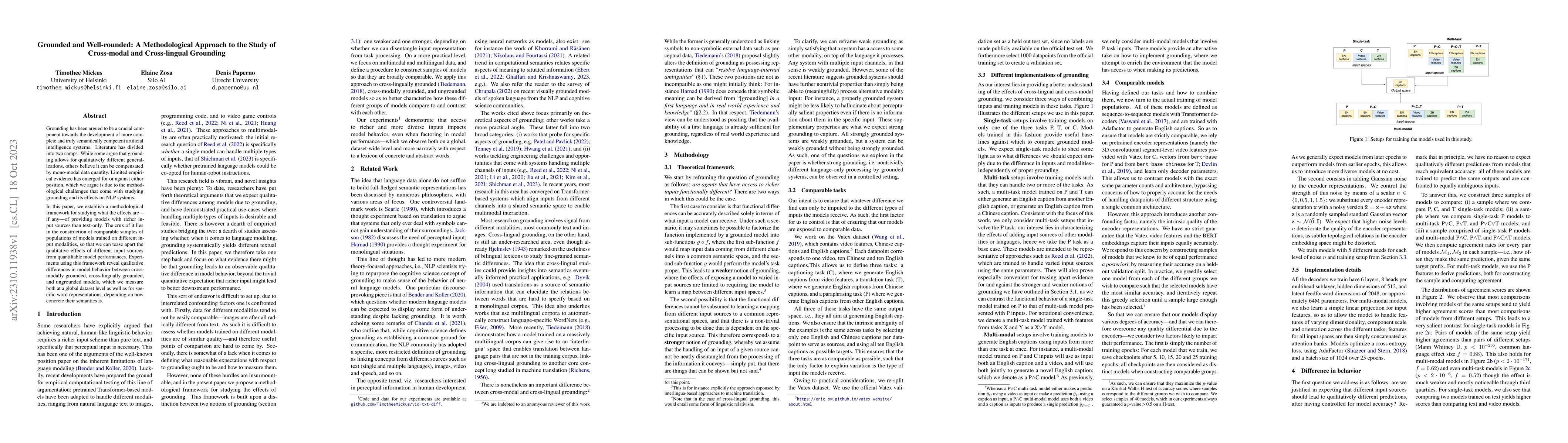 Thumbnail for Grounded and Well-rounded: A Methodological Approach to the Study of
  Cross-modal and Cross-lingual Grounding