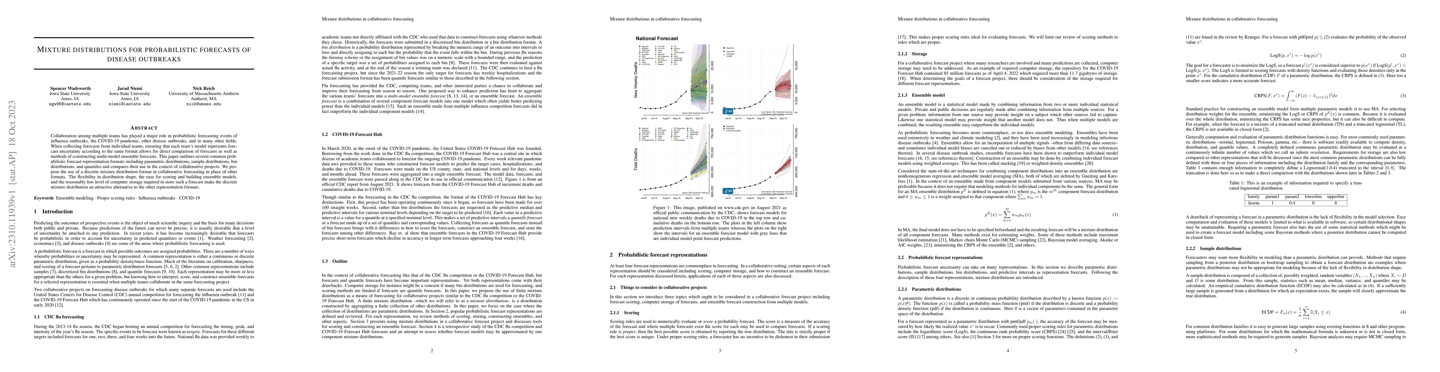 Thumbnail for Mixture distributions for probabilistic forecasts of disease outbreaks