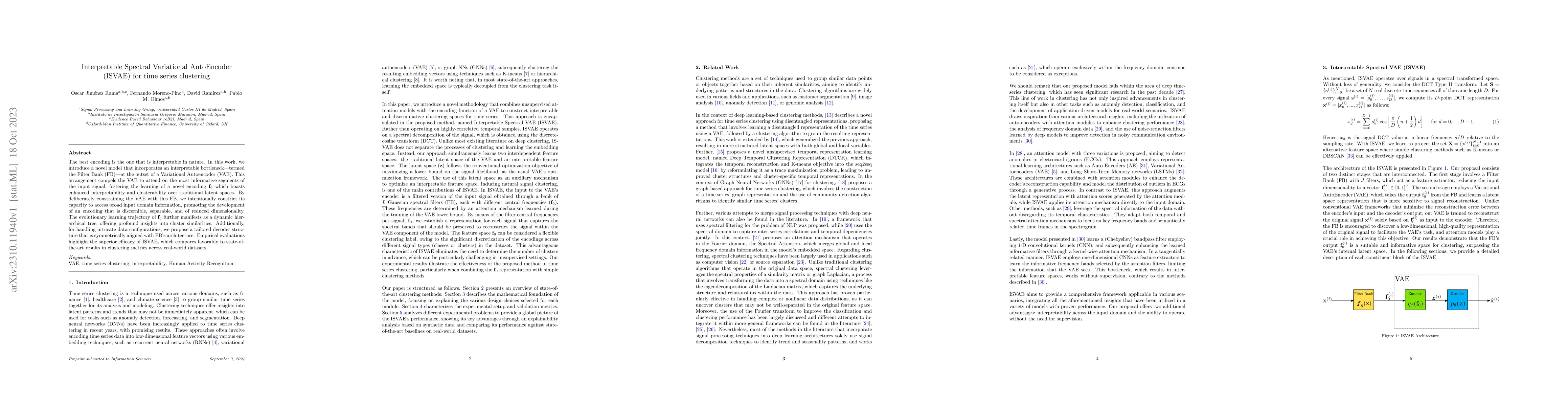 Thumbnail for Interpretable Spectral Variational AutoEncoder (ISVAE) for time series
  clustering