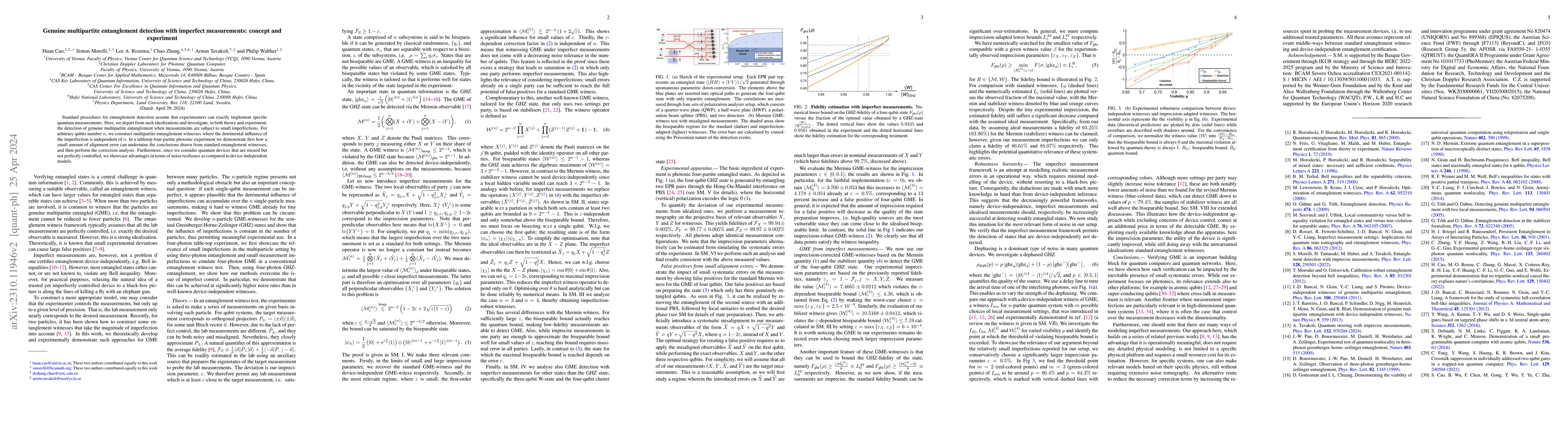 Thumbnail for Genuine multipartite entanglement detection with imperfect measurements:
  concept and experiment
