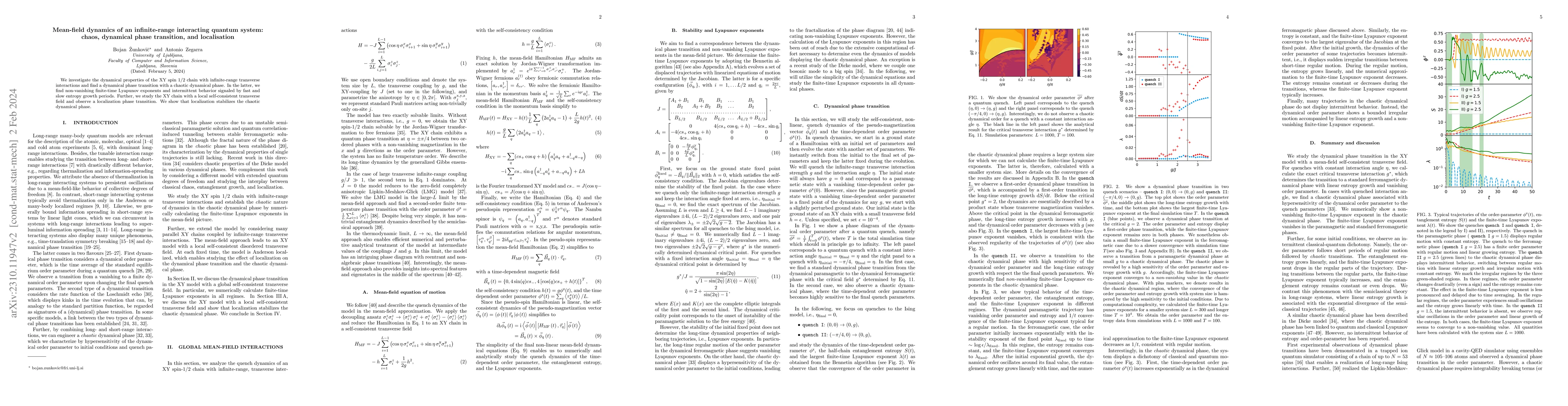 Thumbnail for Mean-field dynamics of an infinite-range interacting quantum system:
  chaos, dynamical phase transition, and localisation