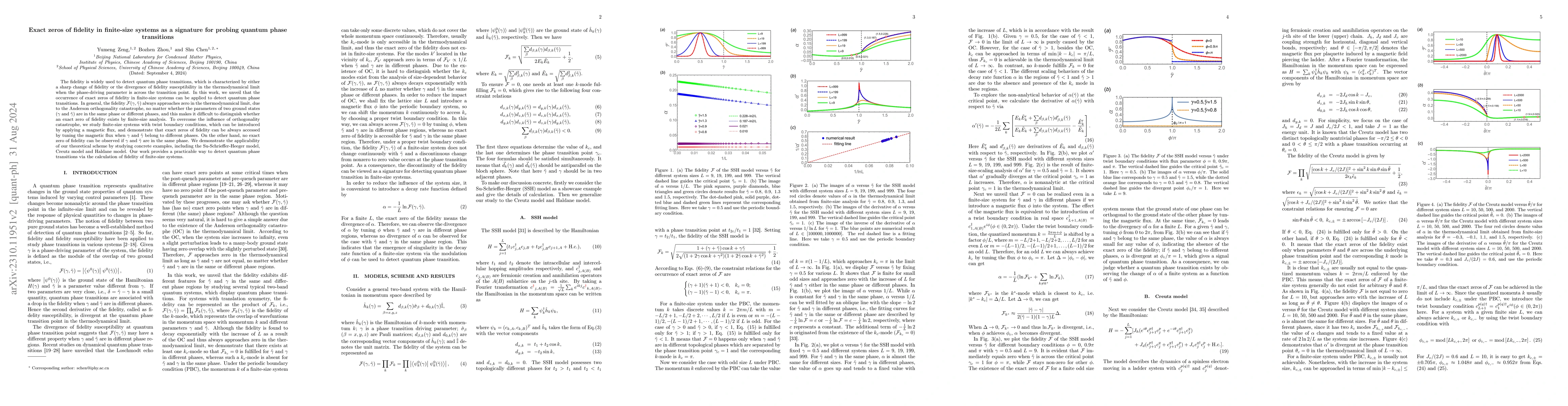 Thumbnail for Exact zeros of fidelity in finite-size systems as a signature for
  probing quantum phase transitions