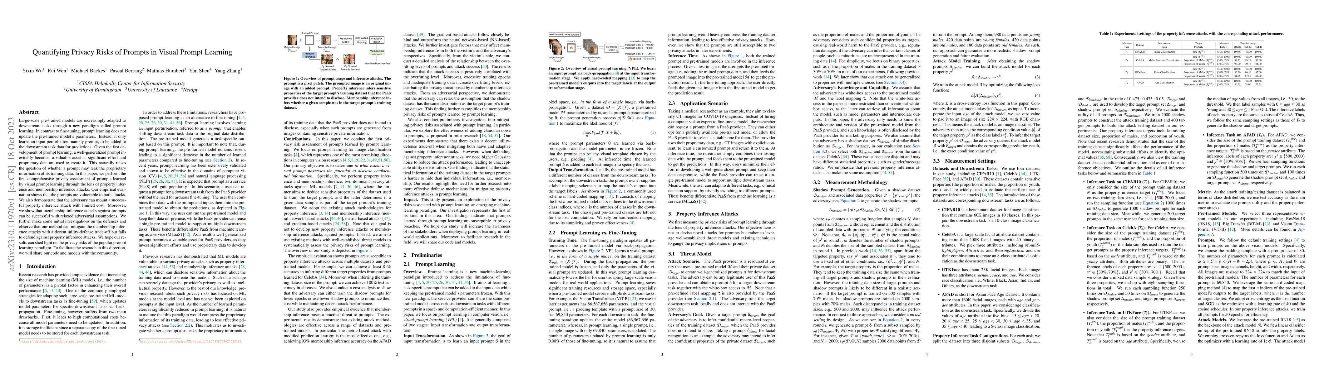 Thumbnail for Quantifying Privacy Risks of Prompts in Visual Prompt Learning