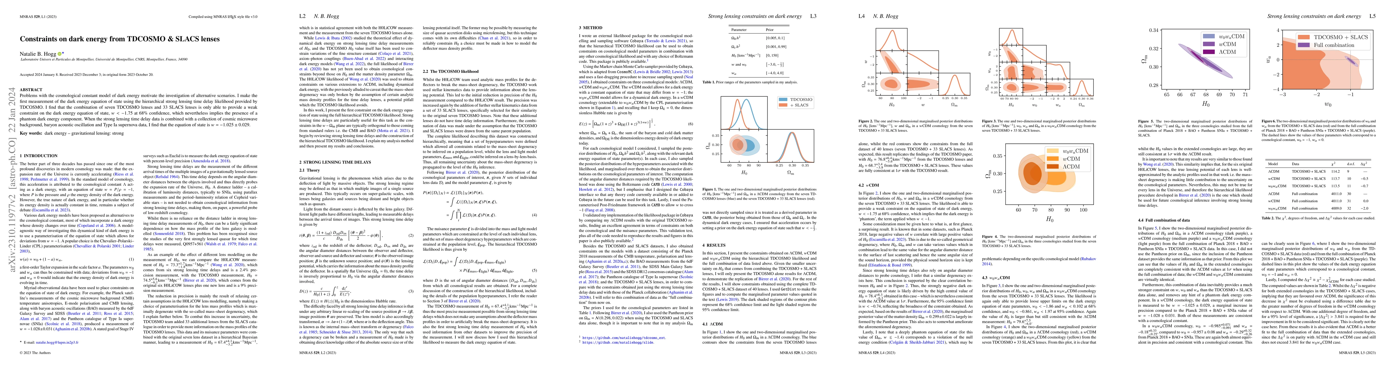 Thumbnail for Constraints on dark energy from TDCOSMO & SLACS lenses