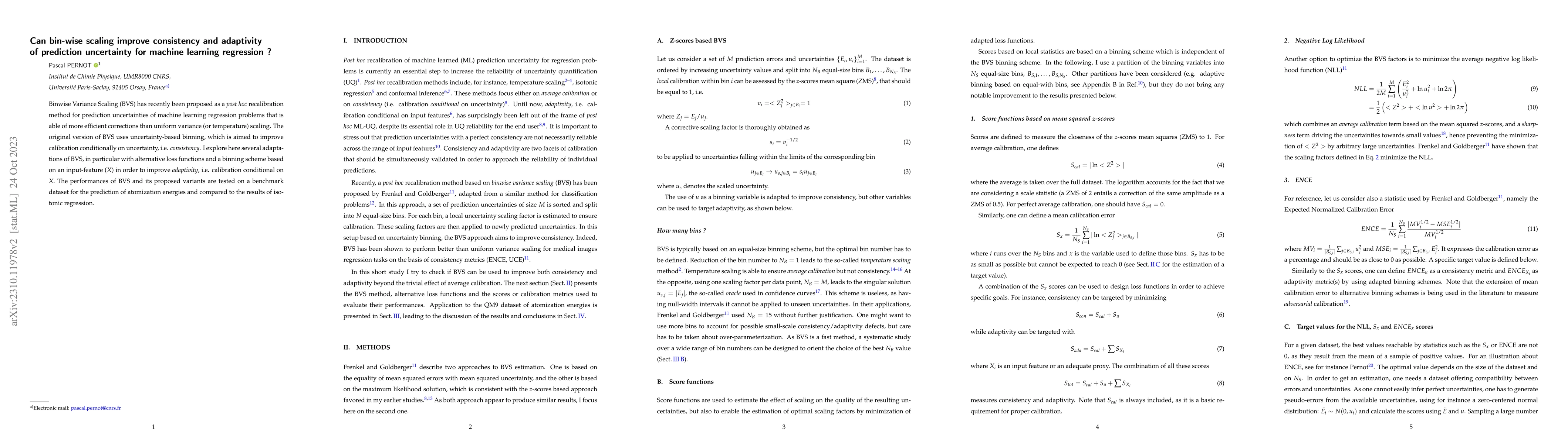 Thumbnail for Can bin-wise scaling improve consistency and adaptivity of prediction
  uncertainty for machine learning regression ?