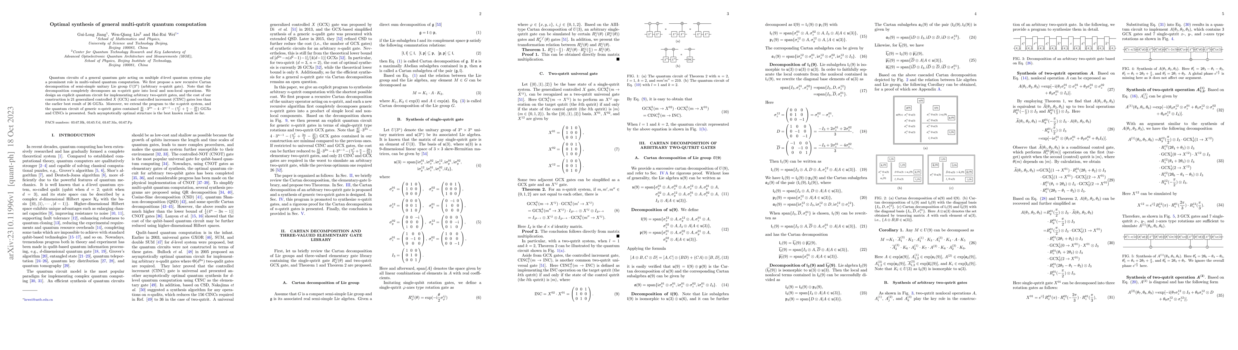 Thumbnail for Optimal synthesis of general multi-qutrit quantum computation