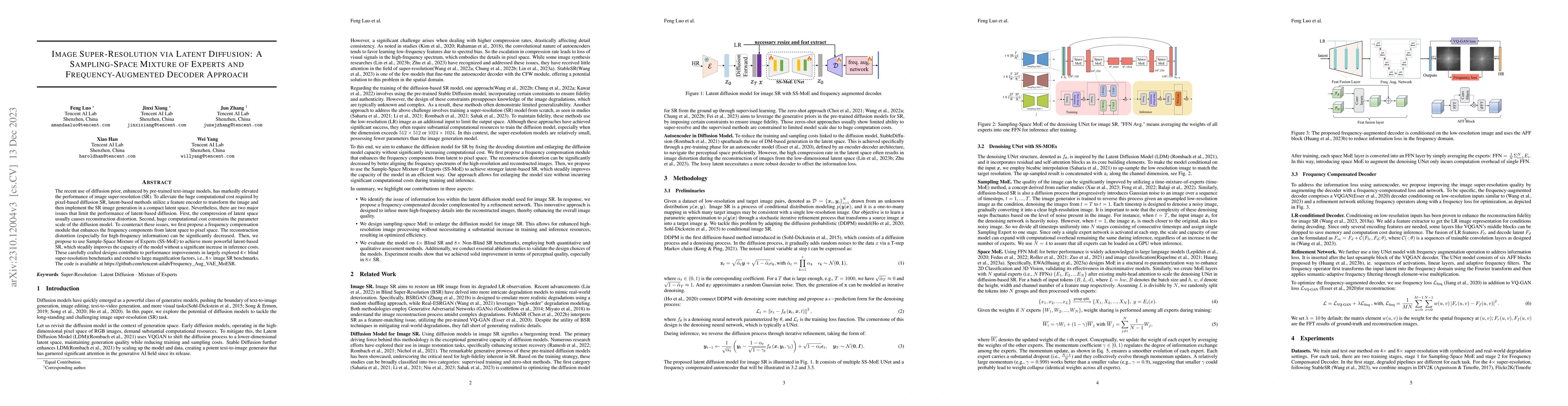 Thumbnail for Image Super-resolution Via Latent Diffusion: A Sampling-space Mixture Of
  Experts And Frequency-augmented Decoder Approach