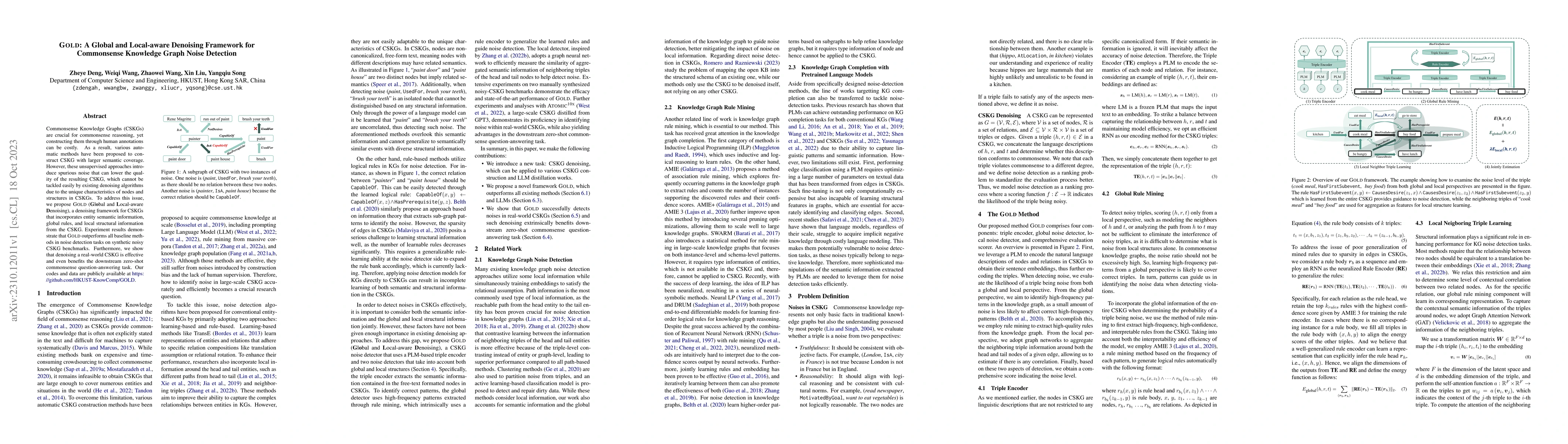Thumbnail for Gold: A Global and Local-aware Denoising Framework for Commonsense
  Knowledge Graph Noise Detection
