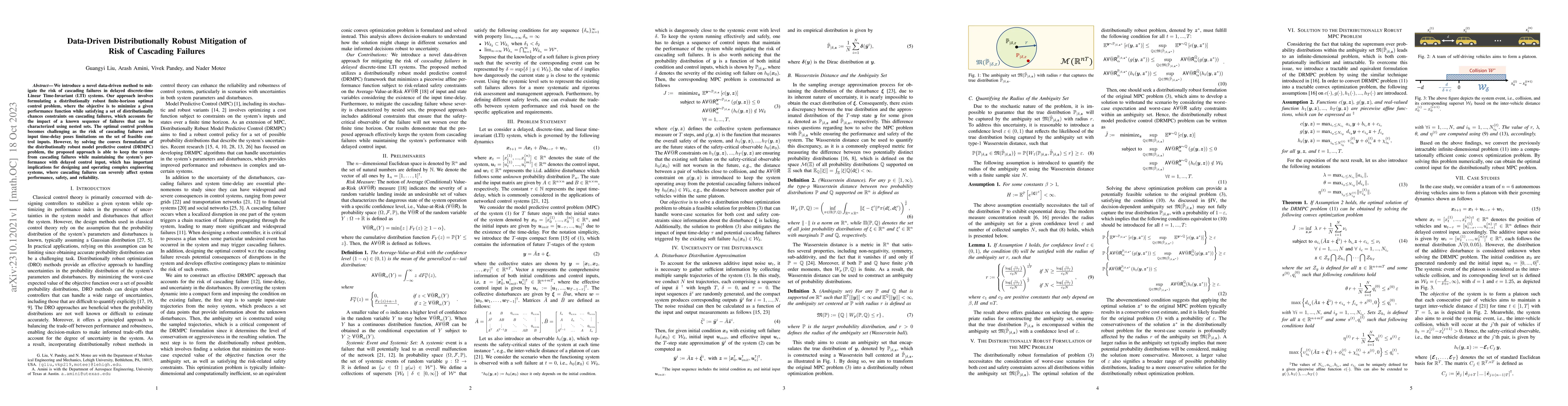 Thumbnail for Data-Driven Distributionally Robust Mitigation of Risk of Cascading
  Failures