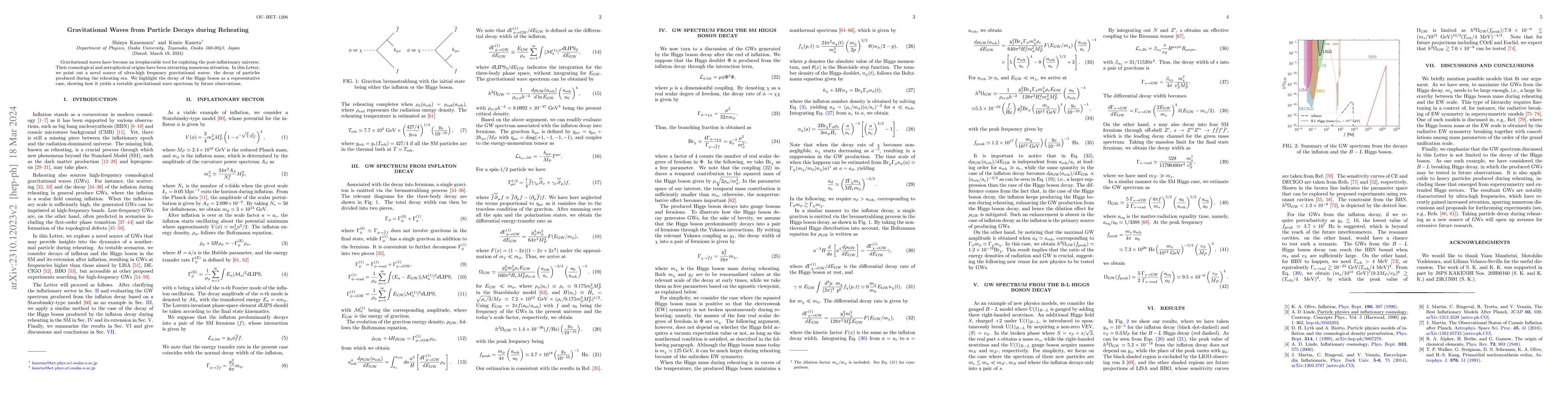 Thumbnail for Gravitational Waves from Particle Decays during Reheating