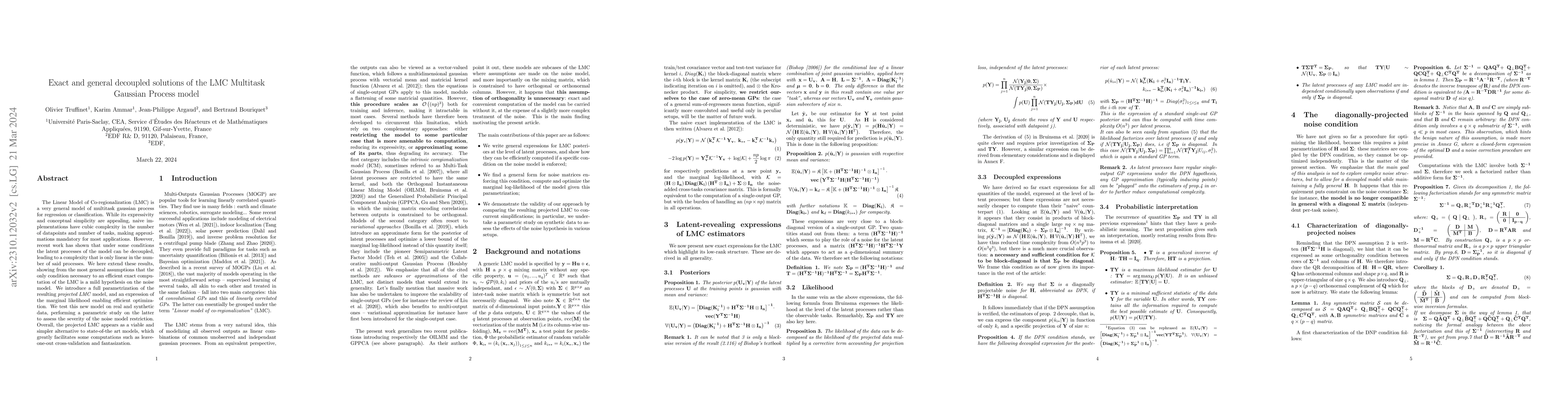 Thumbnail for Exact and general decoupled solutions of the LMC Multitask Gaussian
  Process model