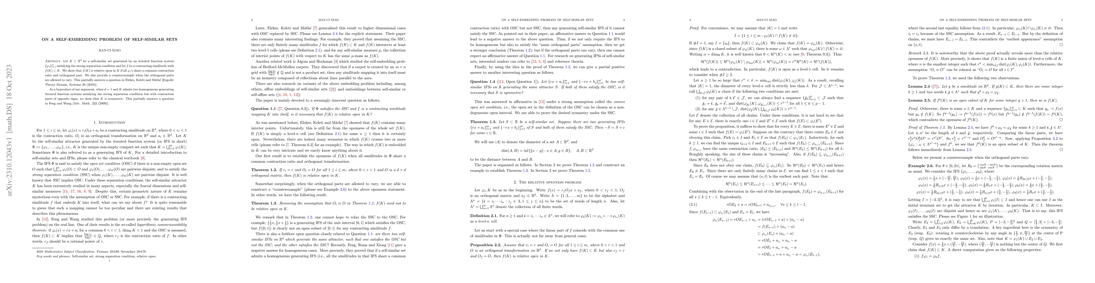 Thumbnail for On a self-embedding problem of self-similar sets