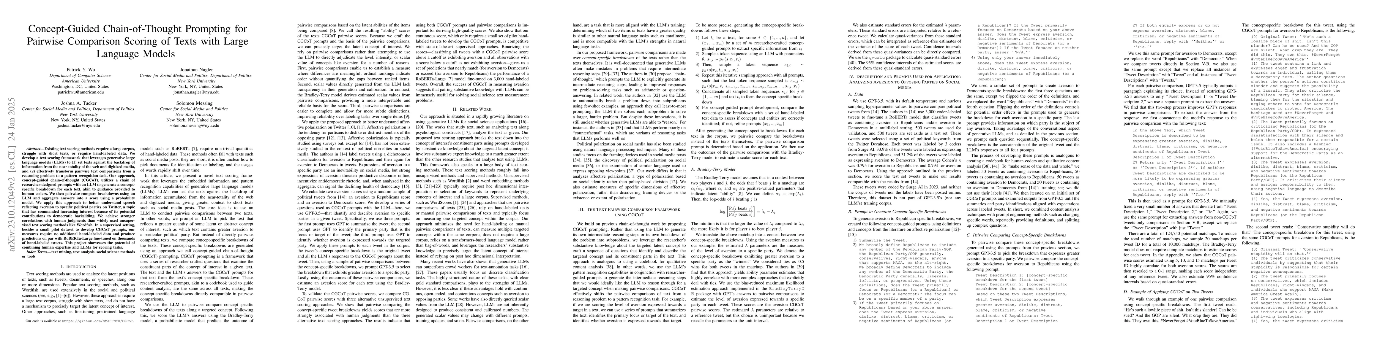 Thumbnail for Concept-Guided Chain-of-Thought Prompting for Pairwise Comparison
  Scaling of Texts with Large Language Models