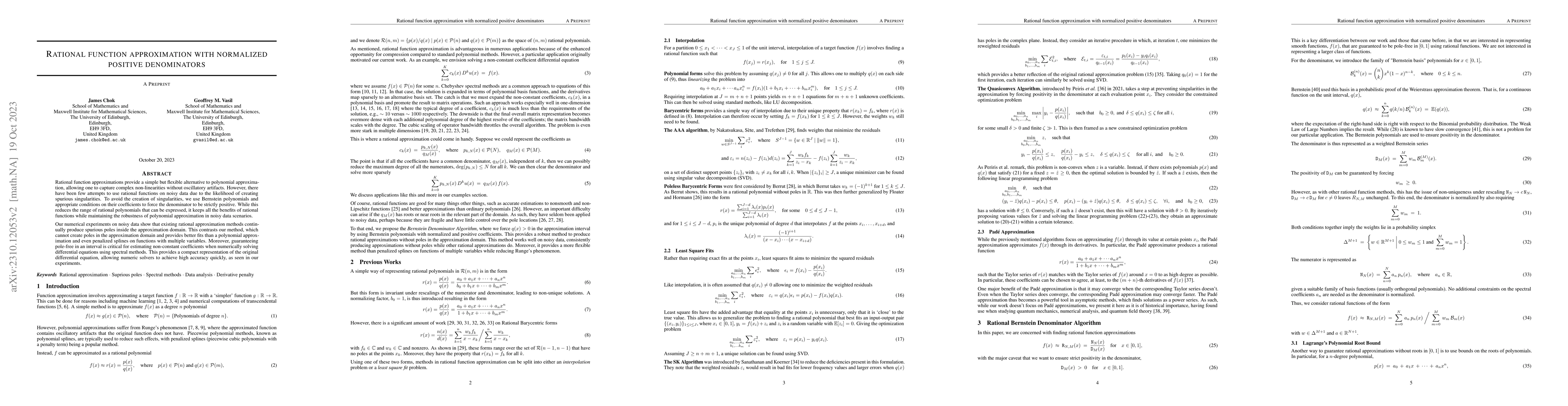 Thumbnail for Rational function approximation with normalized positive denominators