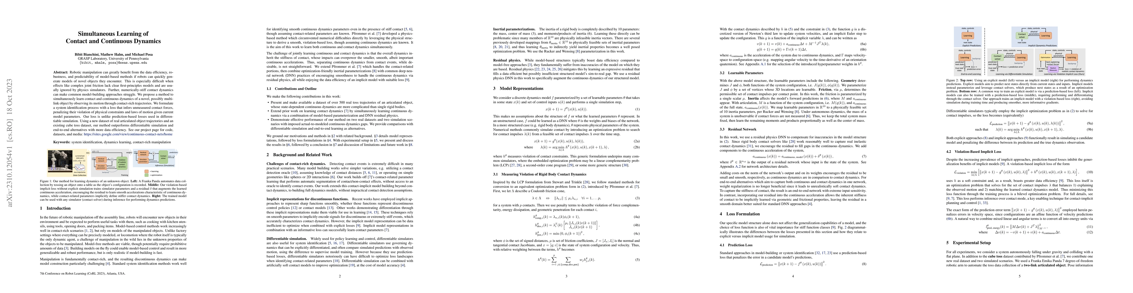 Thumbnail for Simultaneous Learning of Contact and Continuous Dynamics
