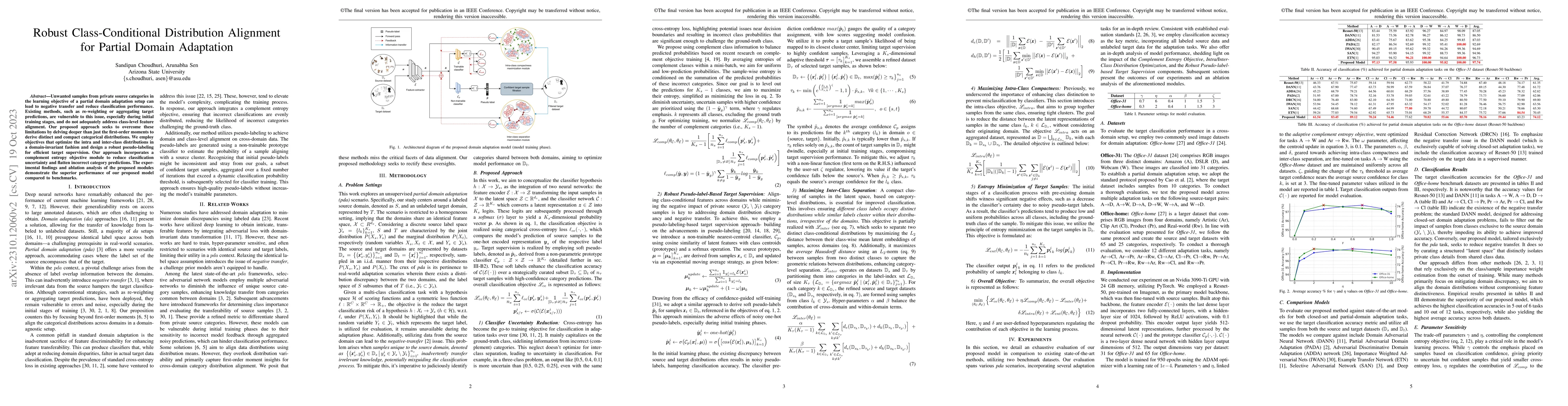 Thumbnail for Robust Class-Conditional Distribution Alignment for Partial Domain
  Adaptation