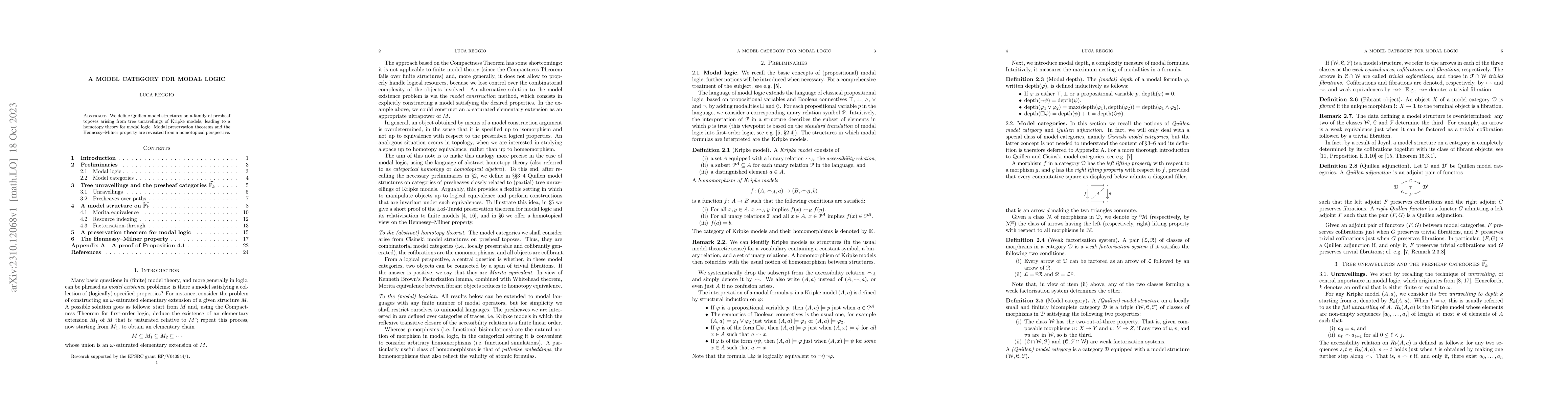 Thumbnail for A model category for modal logic