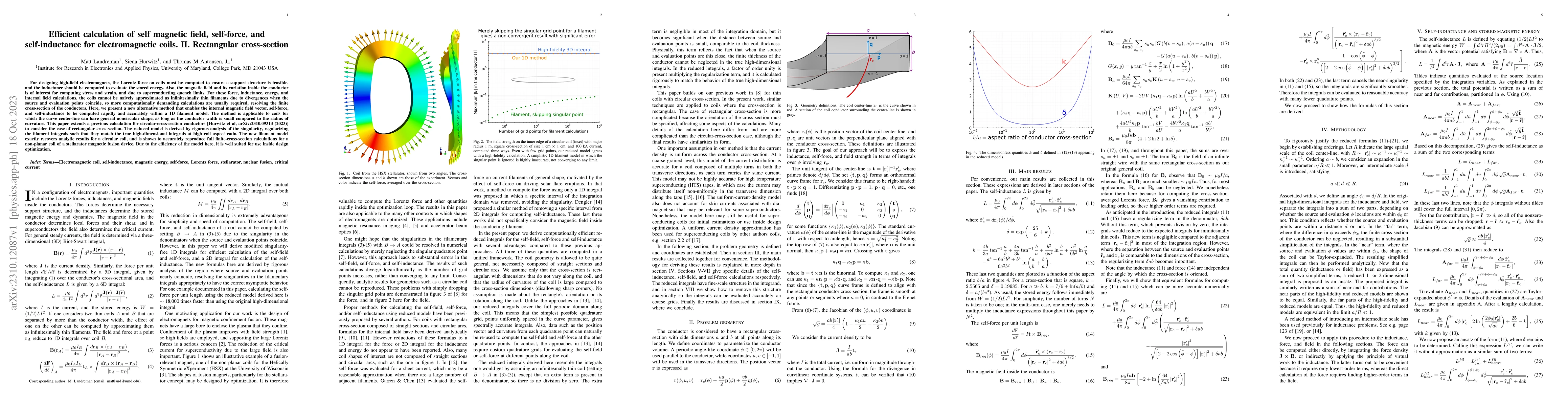 Thumbnail for Efficient calculation of self magnetic field, self-force, and
  self-inductance for electromagnetic coils. II. Rectangular cross-section