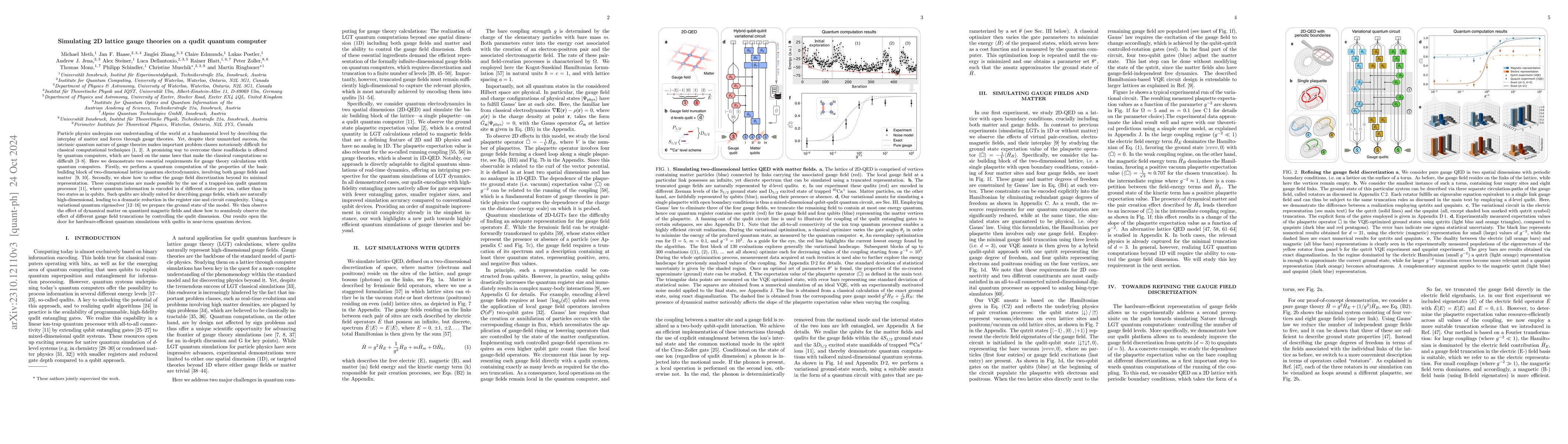 Thumbnail for Simulating 2D lattice gauge theories on a qudit quantum computer