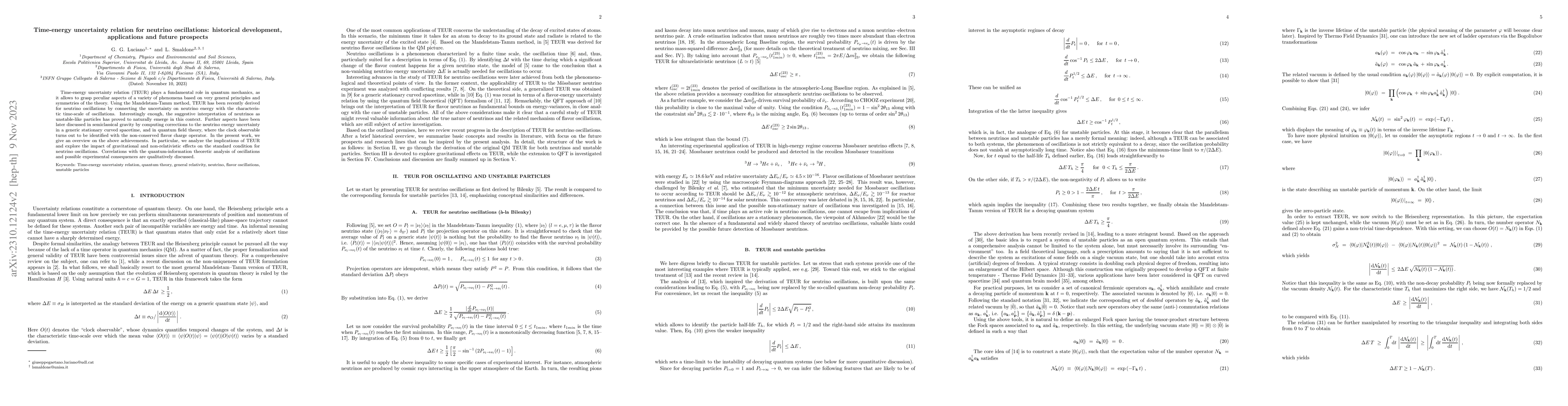 Thumbnail for Time-energy uncertainty relation for neutrino oscillations: historical
  development, applications and future prospects