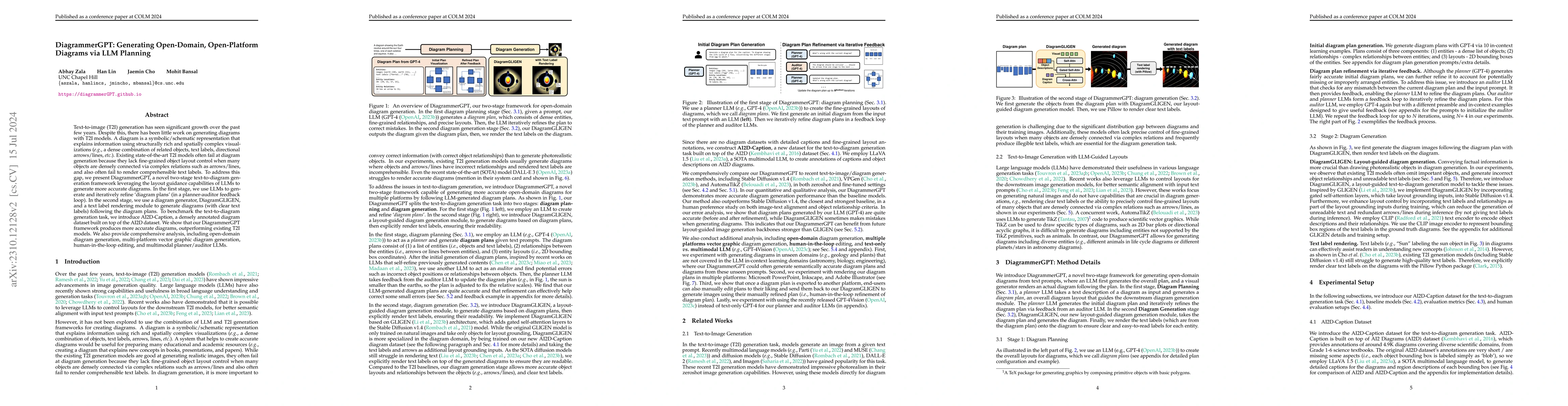 Thumbnail for DiagrammerGPT: Generating Open-Domain, Open-Platform Diagrams via LLM
  Planning