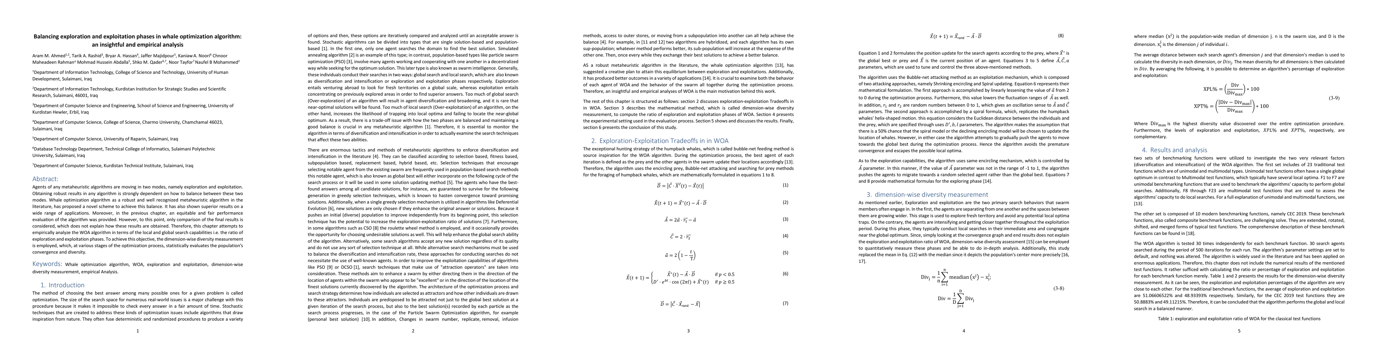Thumbnail for Balancing exploration and exploitation phases in whale optimization
  algorithm: an insightful and empirical analysis