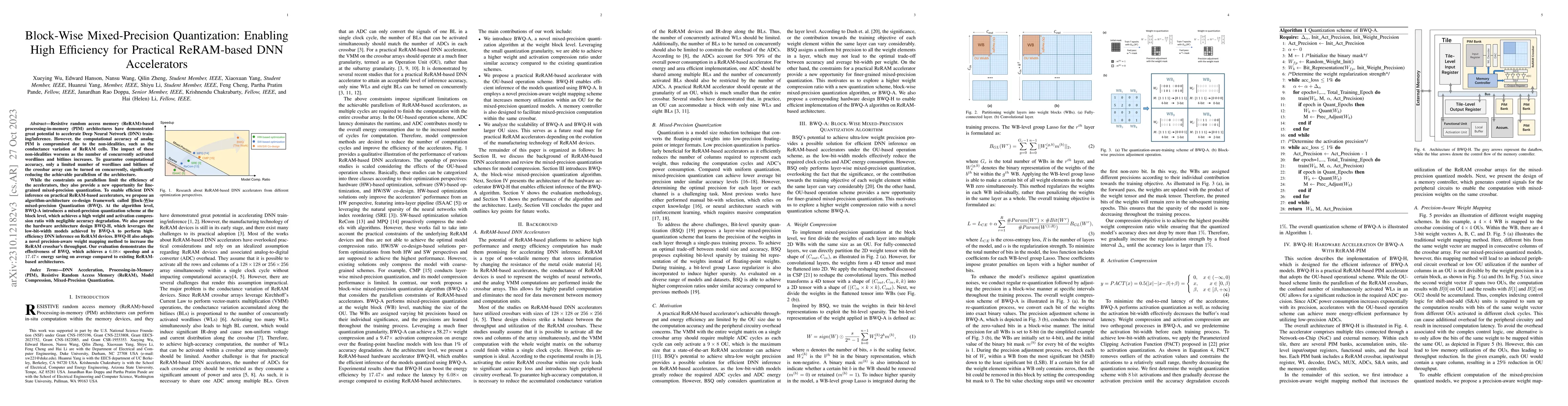 Thumbnail for Block-Wise Mixed-Precision Quantization: Enabling High Efficiency for
  Practical ReRAM-based DNN Accelerators
