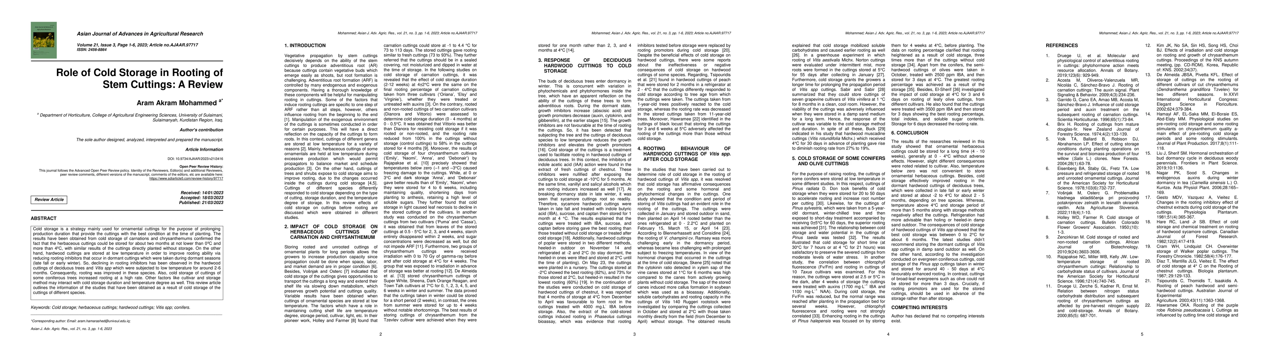 Thumbnail for Role of Cold Storage in Rooting of Stem Cuttings: A Review