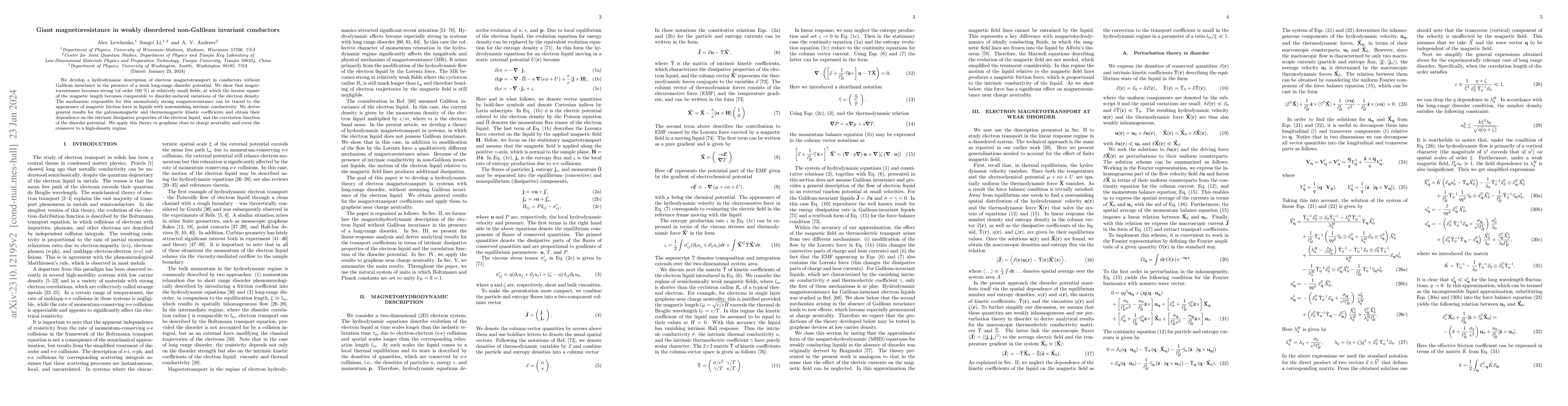 Thumbnail for Giant magnetoresistance in weakly disordered non-Galilean invariant
  conductors