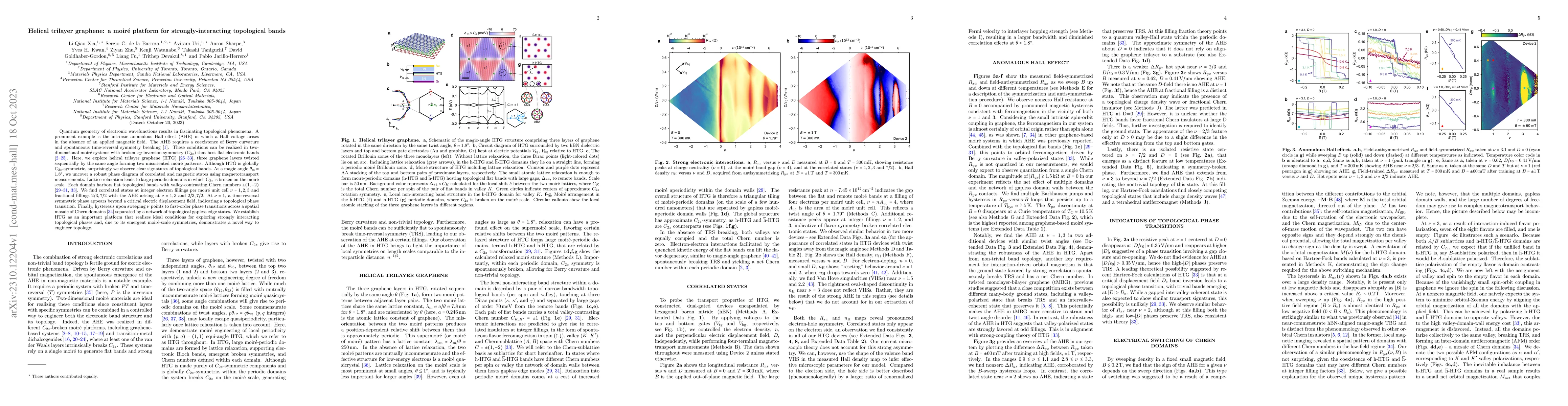 Thumbnail for Helical trilayer graphene: a moir\'e platform for strongly-interacting
  topological bands