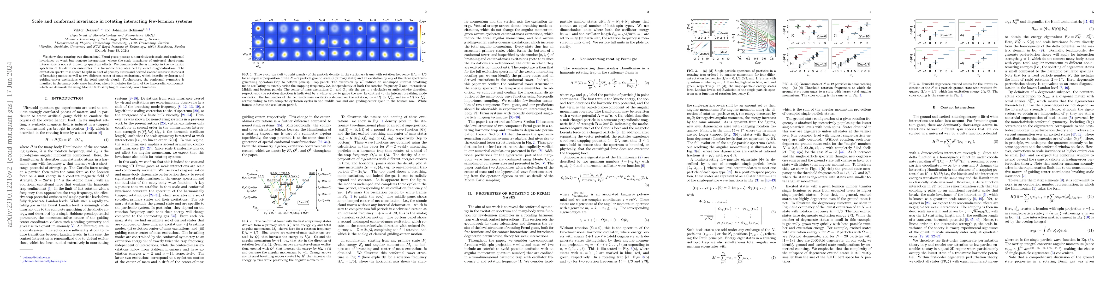 Thumbnail for Scale and conformal invariance in rotating interacting few-fermion
  systems