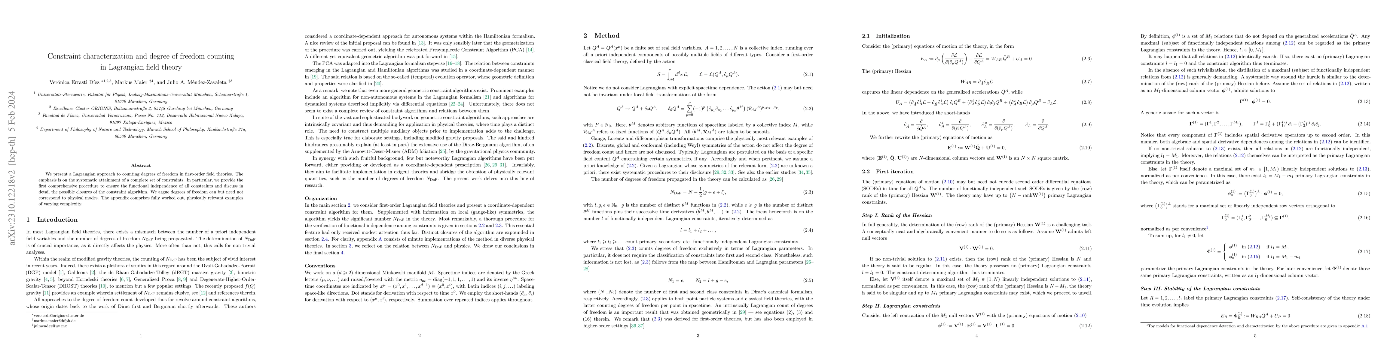 Thumbnail for Constraint characterization and degree of freedom counting in Lagrangian
  field theory