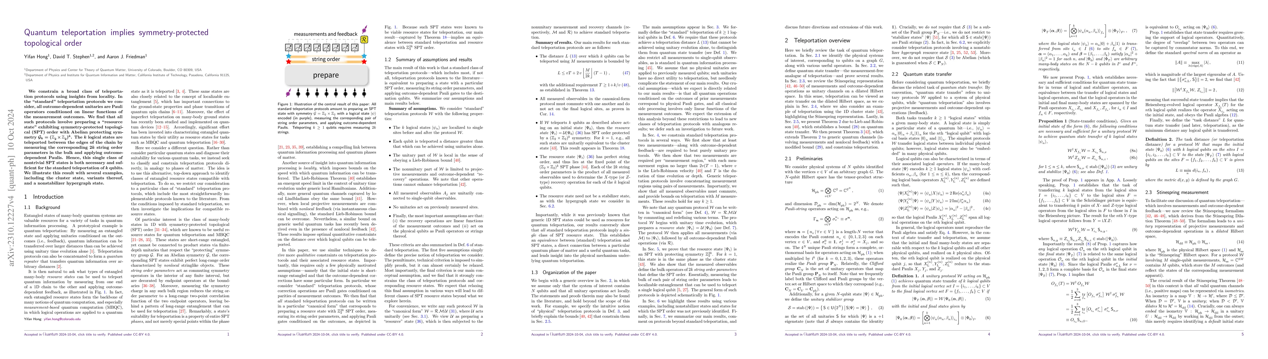 Thumbnail for Quantum teleportation implies symmetry-protected topological order