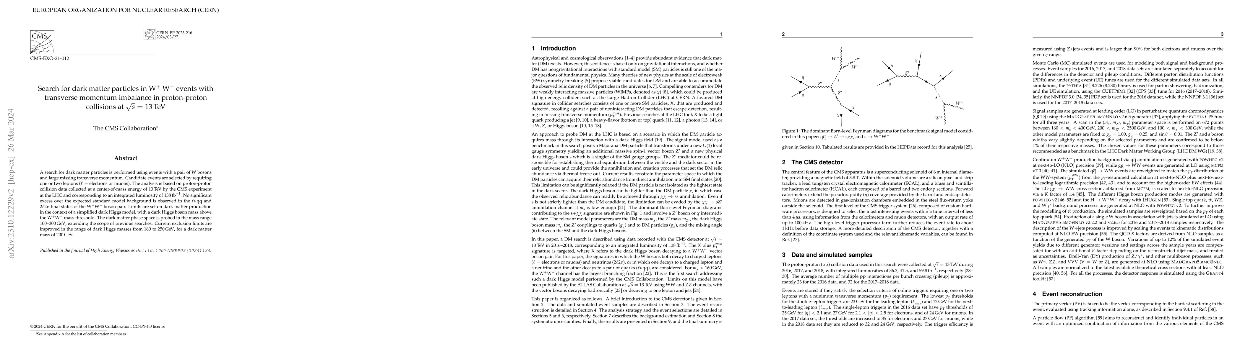 Thumbnail for Search for dark matter particles in W$^+$W$^-$ events with transverse
  momentum imbalance in proton-proton collisions at $\sqrt{s}$ = 13 TeV