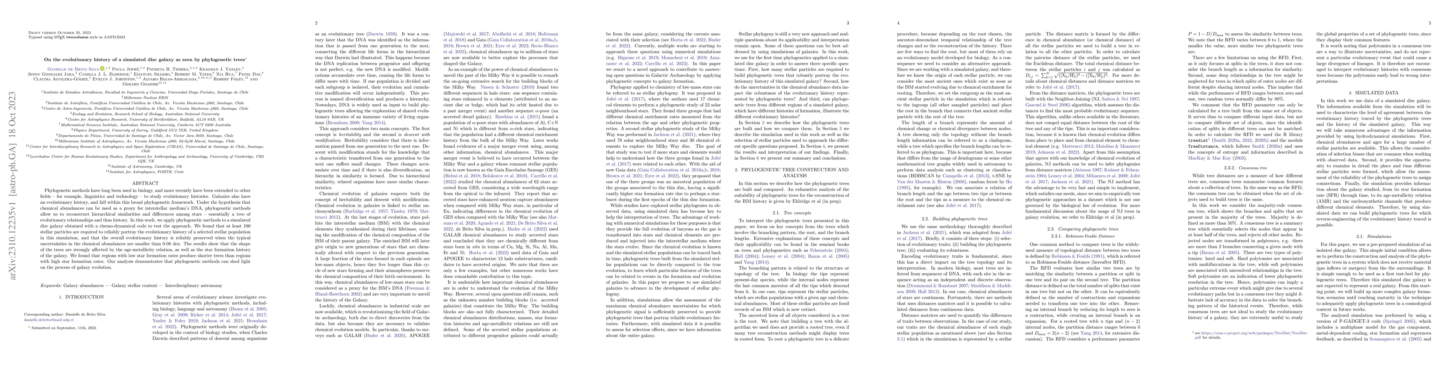 Thumbnail for On the evolutionary history of a simulated disc galaxy as seen by
  phylogenetic trees
