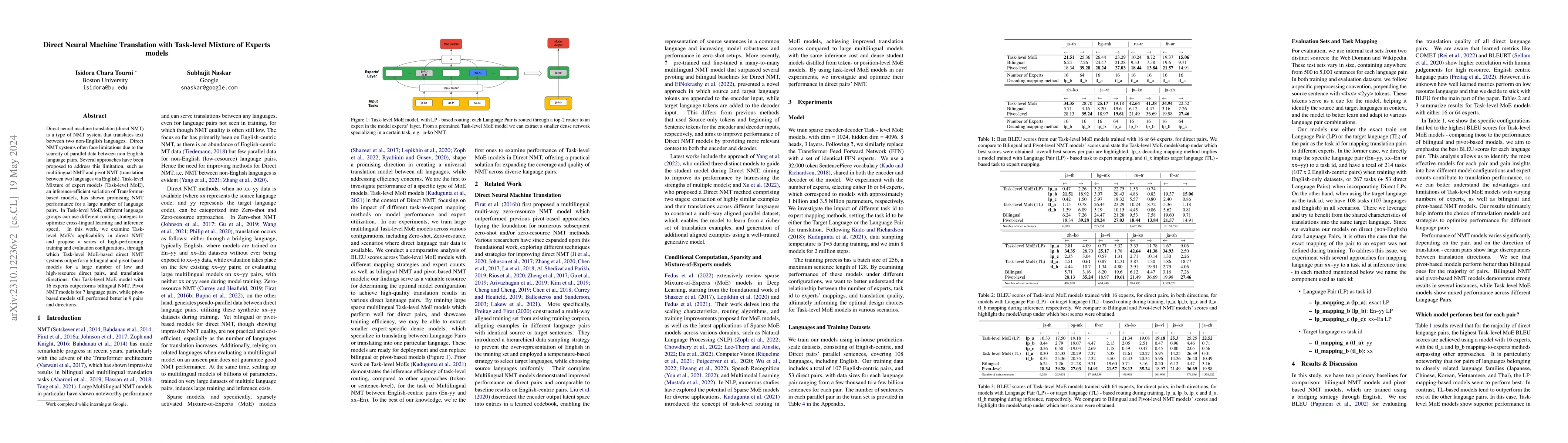 Thumbnail for Direct Neural Machine Translation with Task-level Mixture of Experts
  models