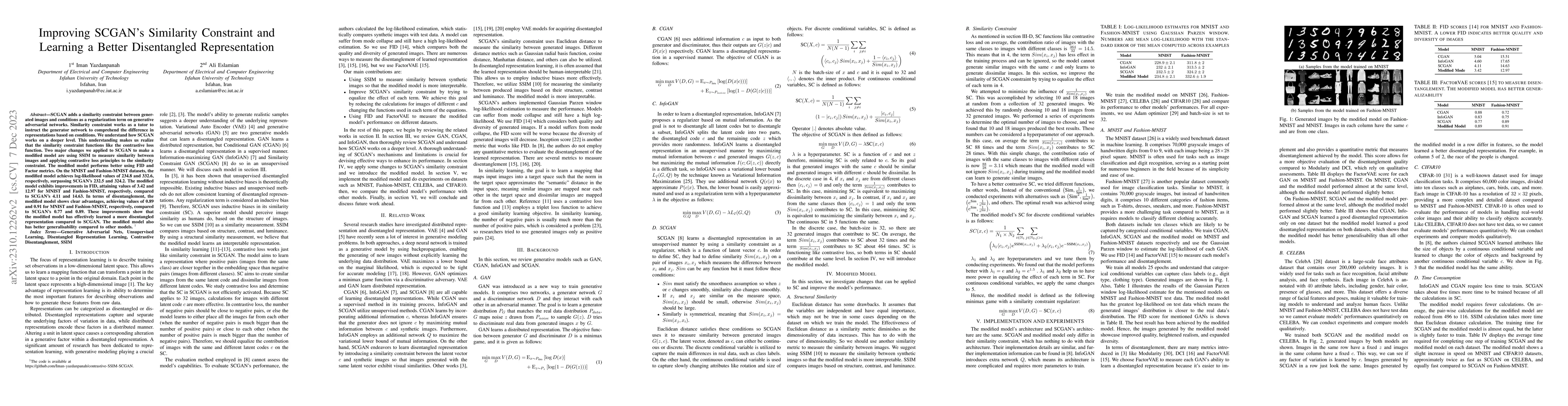 Thumbnail for Improving SCGAN's Similarity Constraint and Learning a Better
  Disentangled Representation