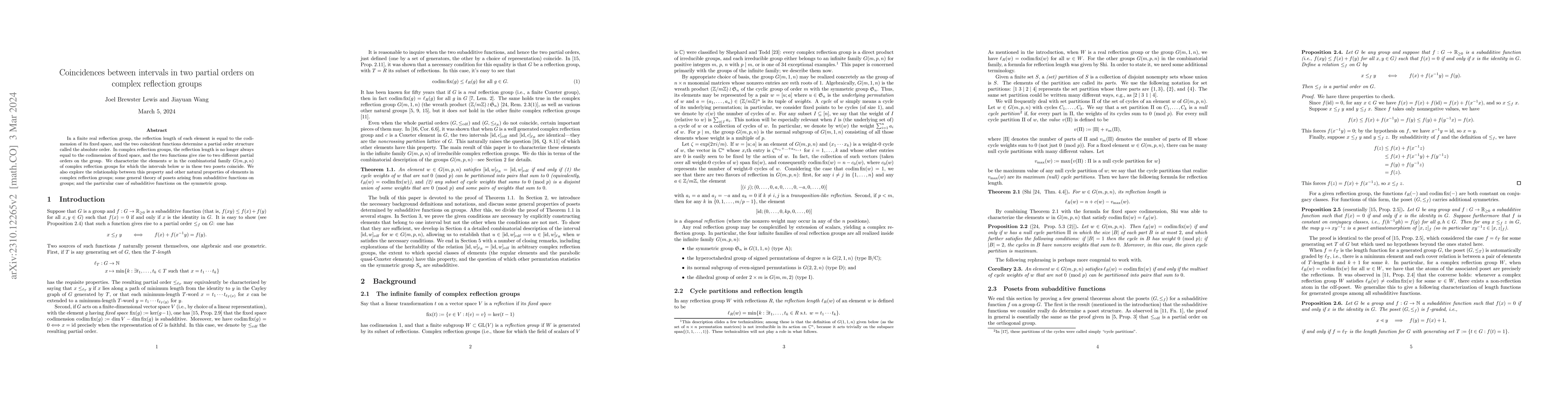 Thumbnail for Coincidences between intervals in two partial orders on complex
  reflection groups